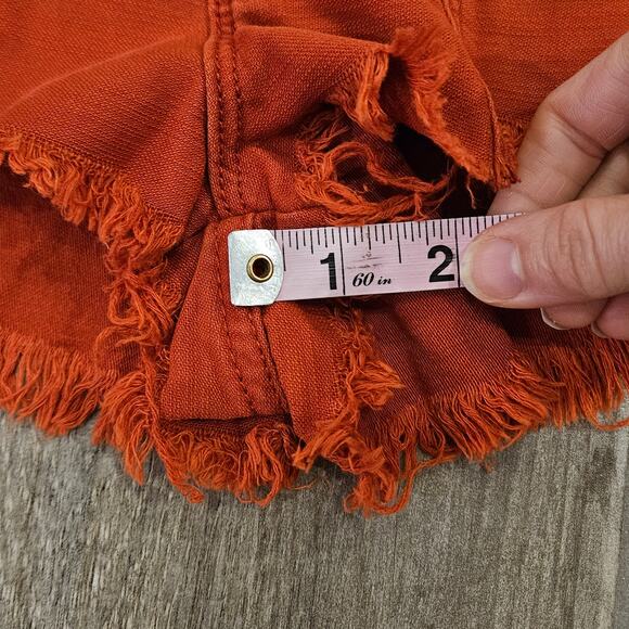 Free People Shorts Womens SIze 4 Micro Mini Denim Raw Fray Hem Burnt Orange - Picture 4 of 9